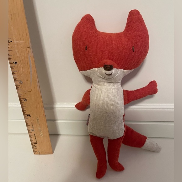 Maileg Set of 3 Stuffed Animals (Fox, Rhino, Pig) and Metal Bench - Picture 7 of 7